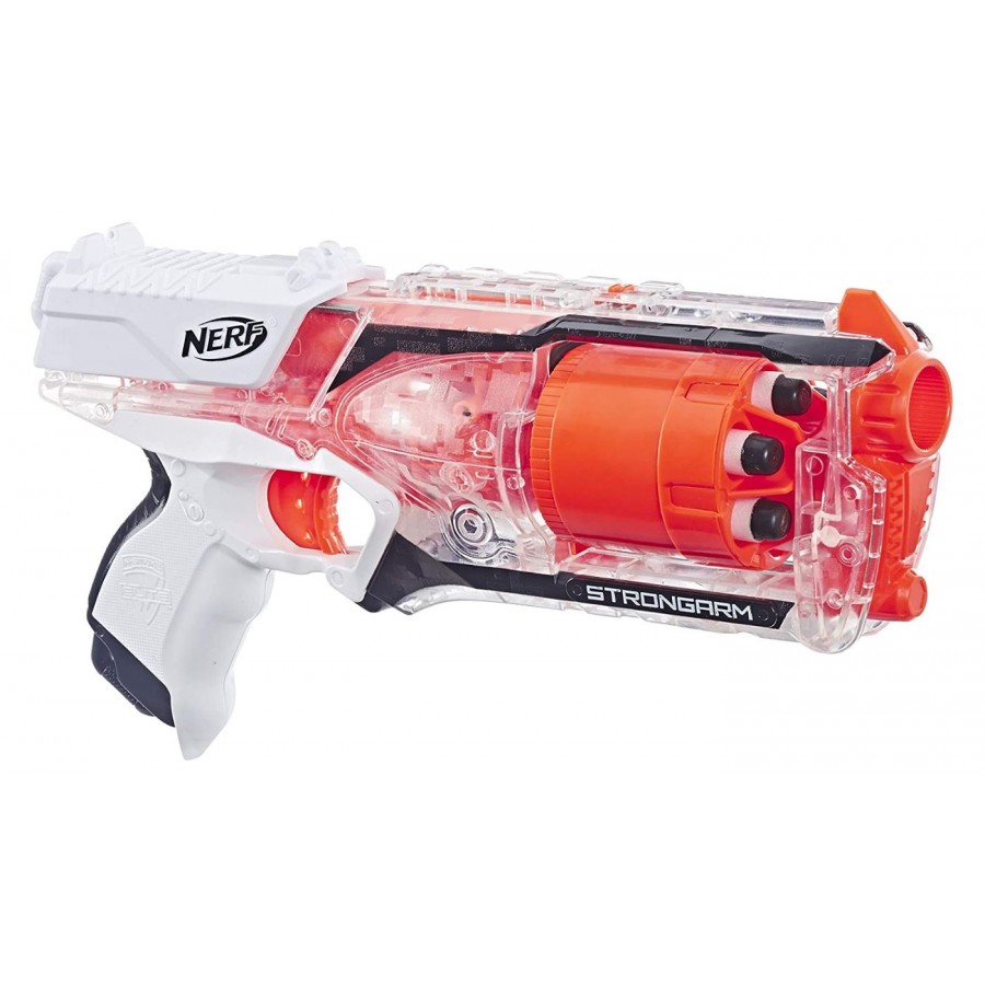 Nerf Elite Strongarm Blanc et Orange et Flechettes