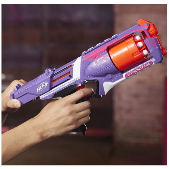 Nerf Elite Strongarm Violet et Rouge et Flechettes