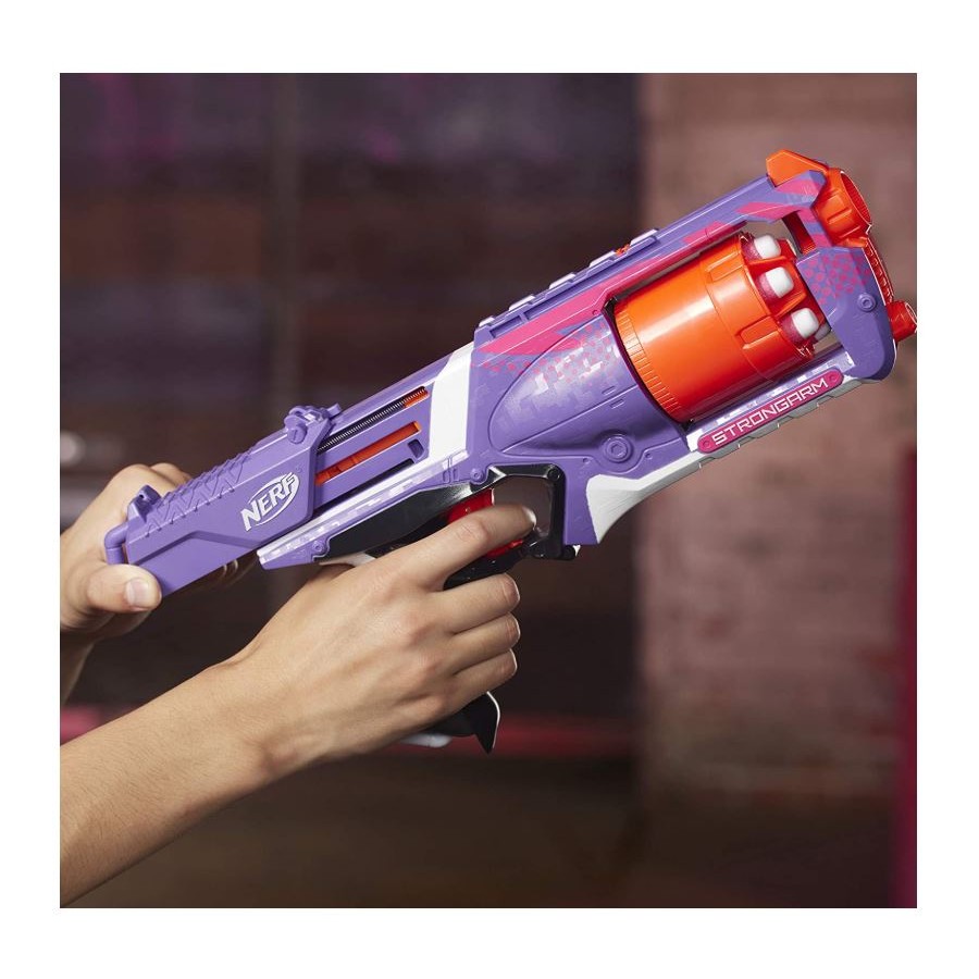 Nerf Elite Strongarm Violet et Rouge et Flechettes