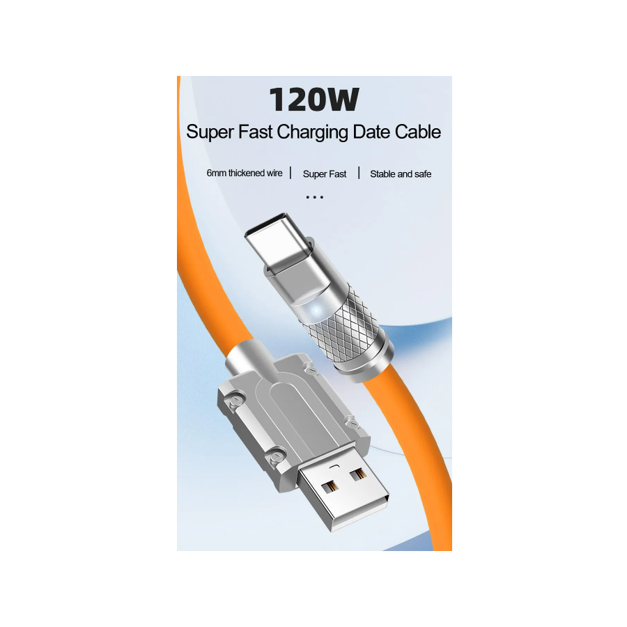 Câble de Charge Rapide USB Type C 120W 7A, Coude Rotatif Résistant à 180