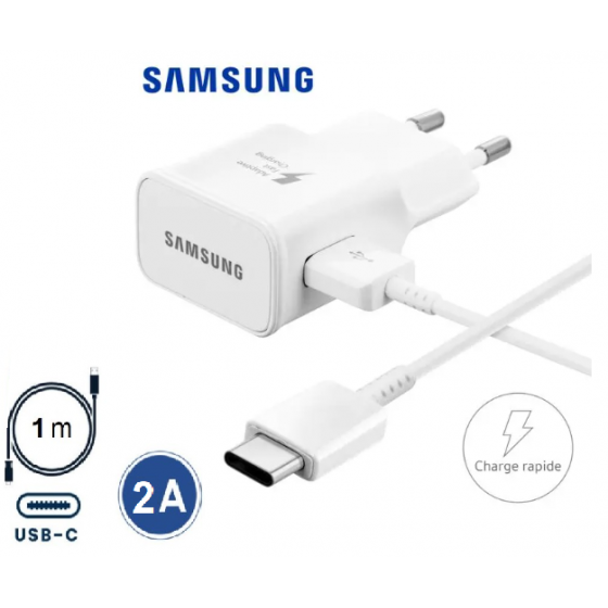 Chargeur secteur Rapide original Samsung + Câble USB Type C 1.0m - Blanc