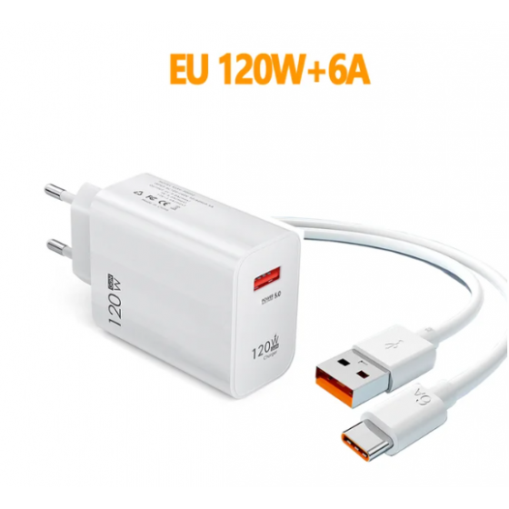 Chargeur secteur Rapide 120W + Câble USB-C 6A