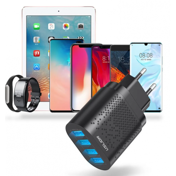 Chargeur secteur Rapide 4 port USB 48W - Noir