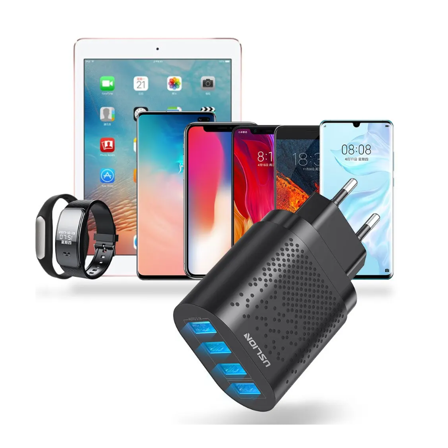 Chargeur secteur Rapide 4 port USB 48W - Noir
