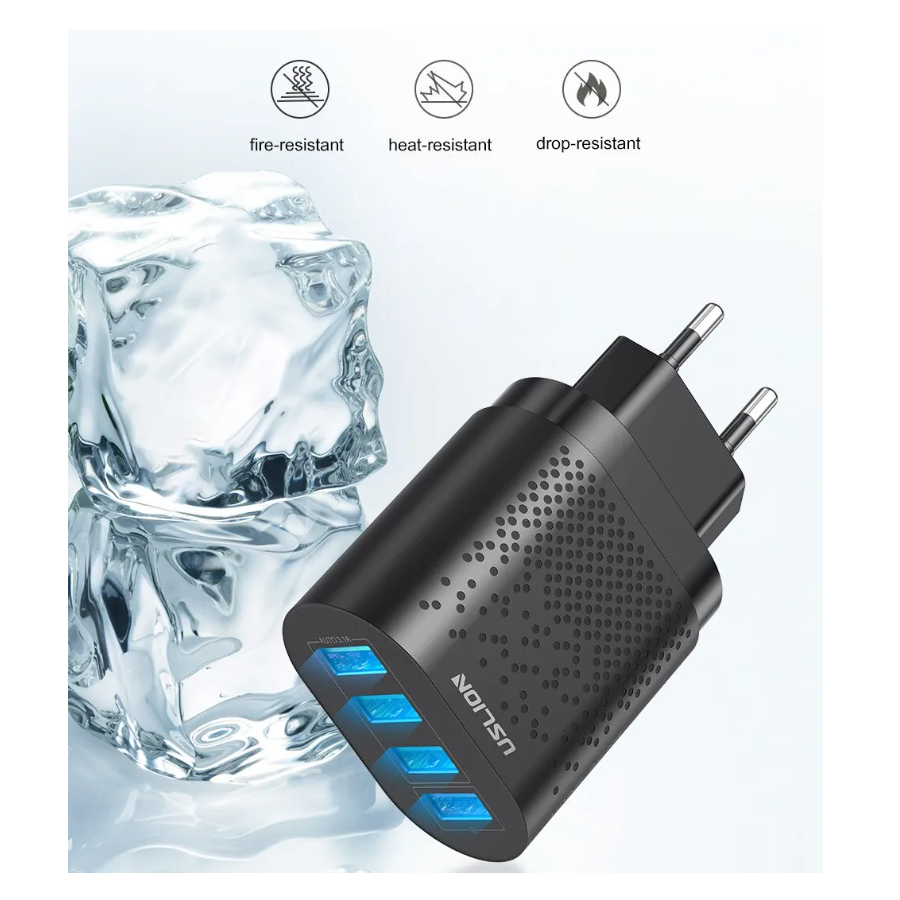 Chargeur secteur Rapide 4 port USB 48W - Noir