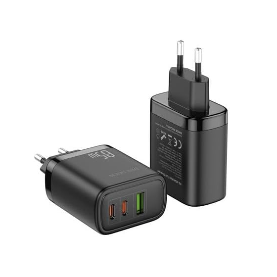 Chargeur Rapide Dux Ducis 65W C110 , 1 Port USB 2 Ports USB-C - Noir