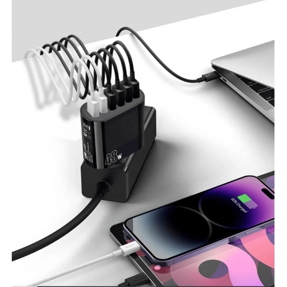 Chargeur secteur Rapide 6 port USB 48W - Noire