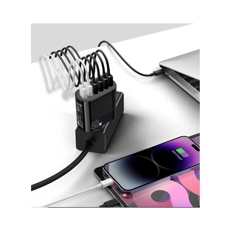 Chargeur secteur Rapide 6 port USB 48W - Noire