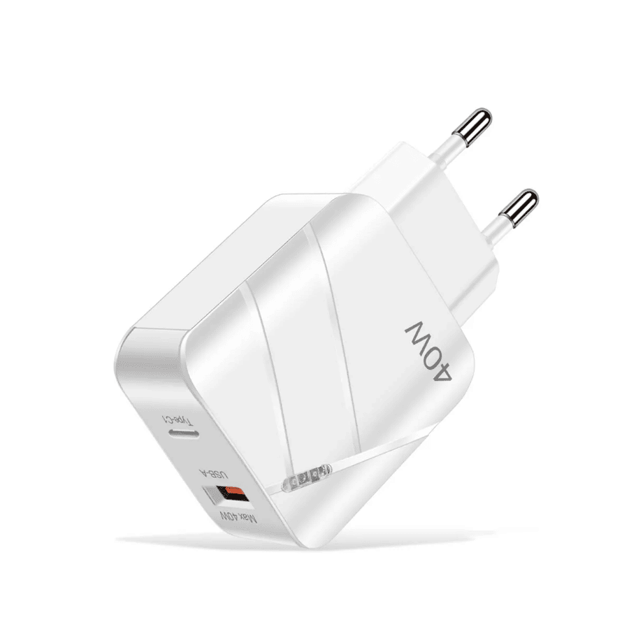 Chargeur secteur USB + USB-C, 40W - Blanc
