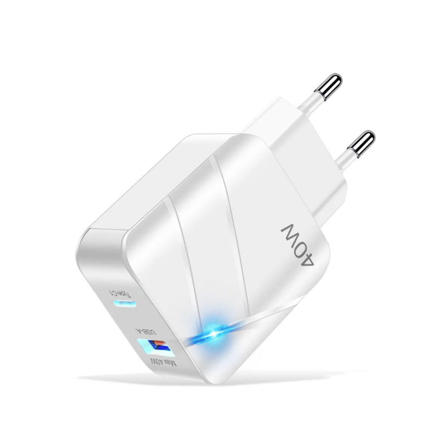 Chargeur secteur USB + USB-C, 40W - Blanc