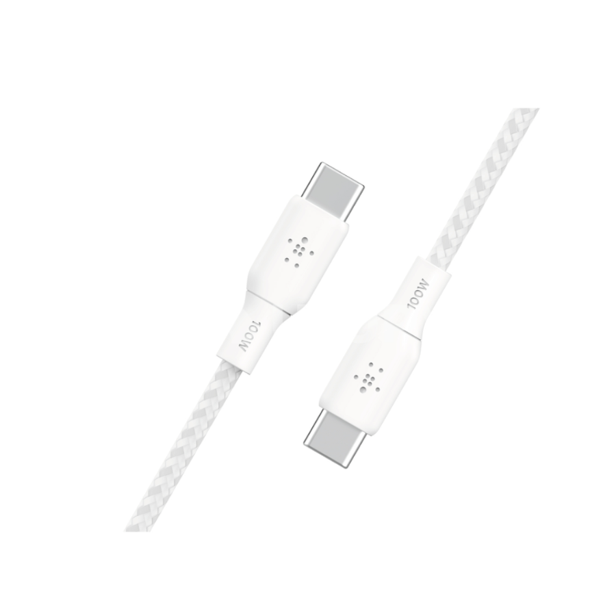 BELKIN Câble USB-C vers USB-C 100W Tréssé 3m (Blanc)