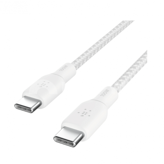 BELKIN Câble USB-C vers USB-C 100W Tréssé 3m (Blanc)