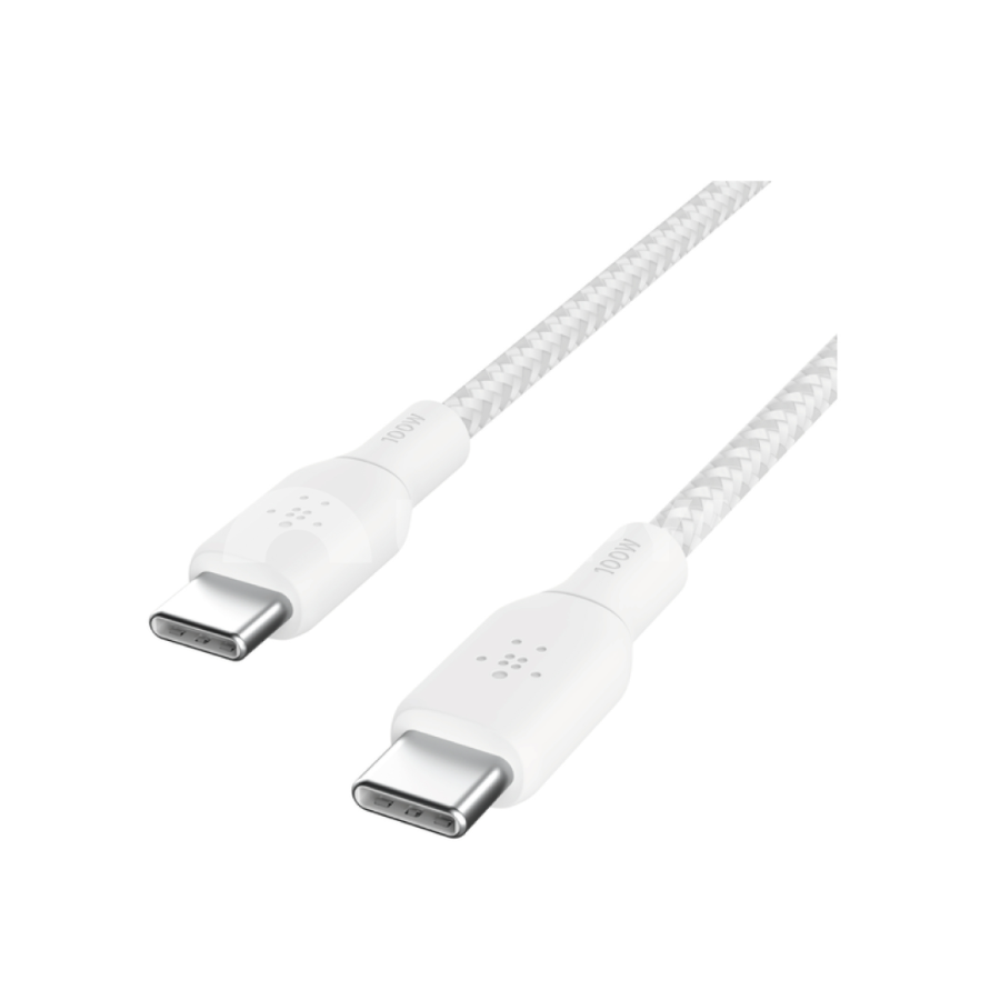 BELKIN Câble USB-C vers USB-C 100W Tréssé 3m (Blanc)