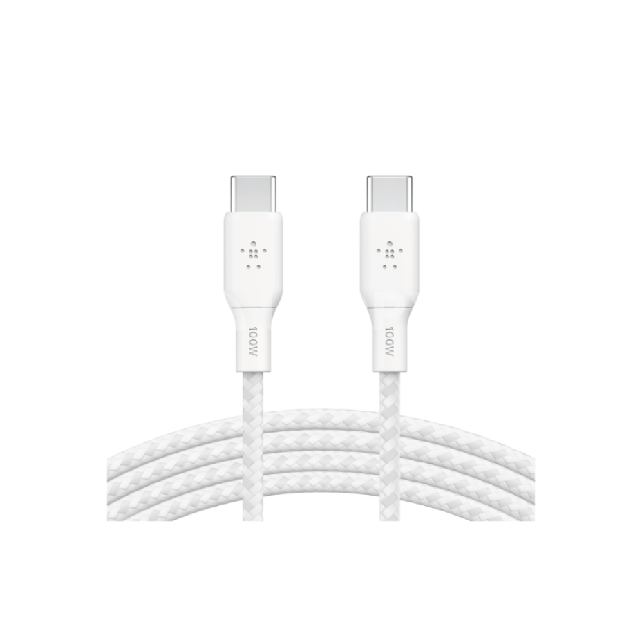 BELKIN Câble USB-C vers USB-C 100W Tréssé 3m (Blanc)