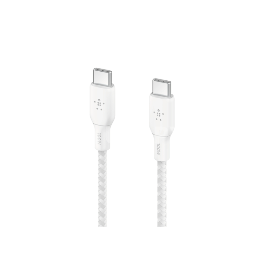 BELKIN Câble USB-C vers USB-C 100W Tréssé 3m (Blanc)