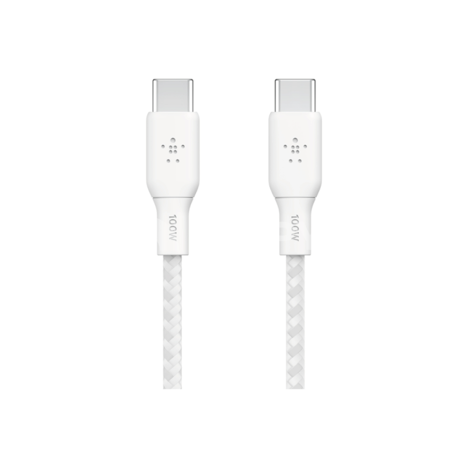BELKIN Câble USB-C vers USB-C 100W Tréssé 3m (Blanc)