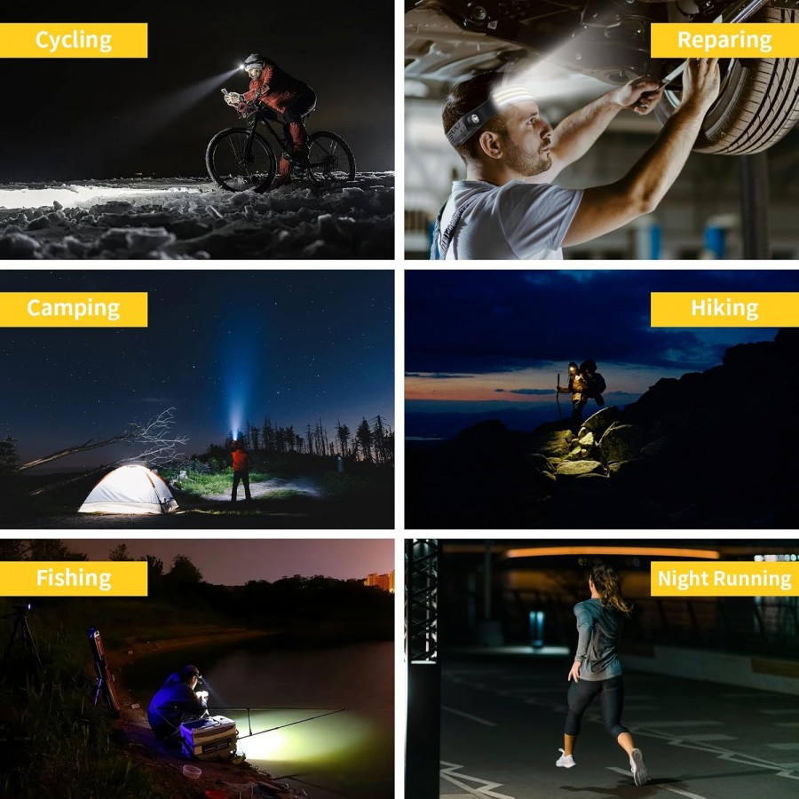 Lampe Frontale LED Ultra Puissante, Rechargeable 230°