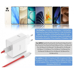 Chargeur 80W pour OnePlus SuperVOOC EU chargeur mural rapide pour OnePlus plus Câble Type C câble USB
