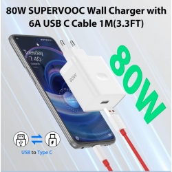 Chargeur 80W pour OnePlus SuperVOOC EU chargeur mural rapide pour OnePlus plus Câble Type C câble USB