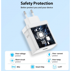 Chargeur 80W pour OnePlus SuperVOOC EU chargeur mural rapide pour OnePlus plus Câble Type C câble USB