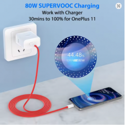 Chargeur 80W pour OnePlus SuperVOOC EU chargeur mural rapide pour OnePlus plus Câble Type C câble USB