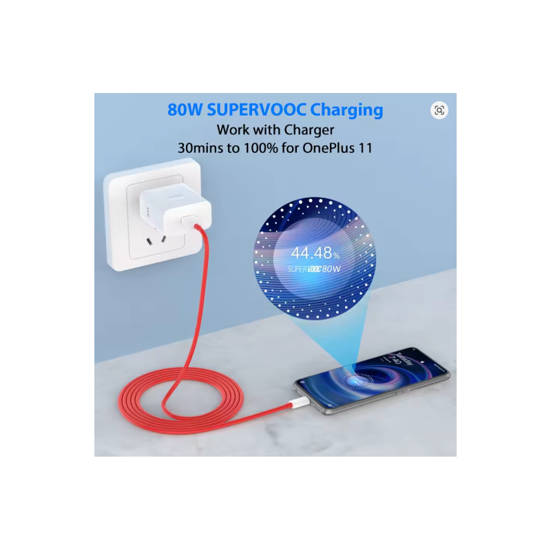 Chargeur 80W pour OnePlus SuperVOOC EU chargeur mural rapide pour OnePlus plus Câble Type C câble USB