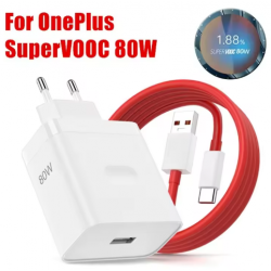Chargeur 80W pour OnePlus SuperVOOC EU chargeur mural rapide pour OnePlus plus Câble Type C câble USB