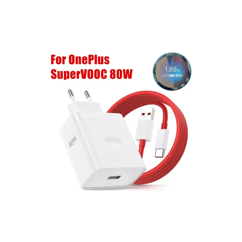 Chargeur 80W pour OnePlus SuperVOOC EU chargeur mural rapide pour OnePlus plus Câble Type C câble USB