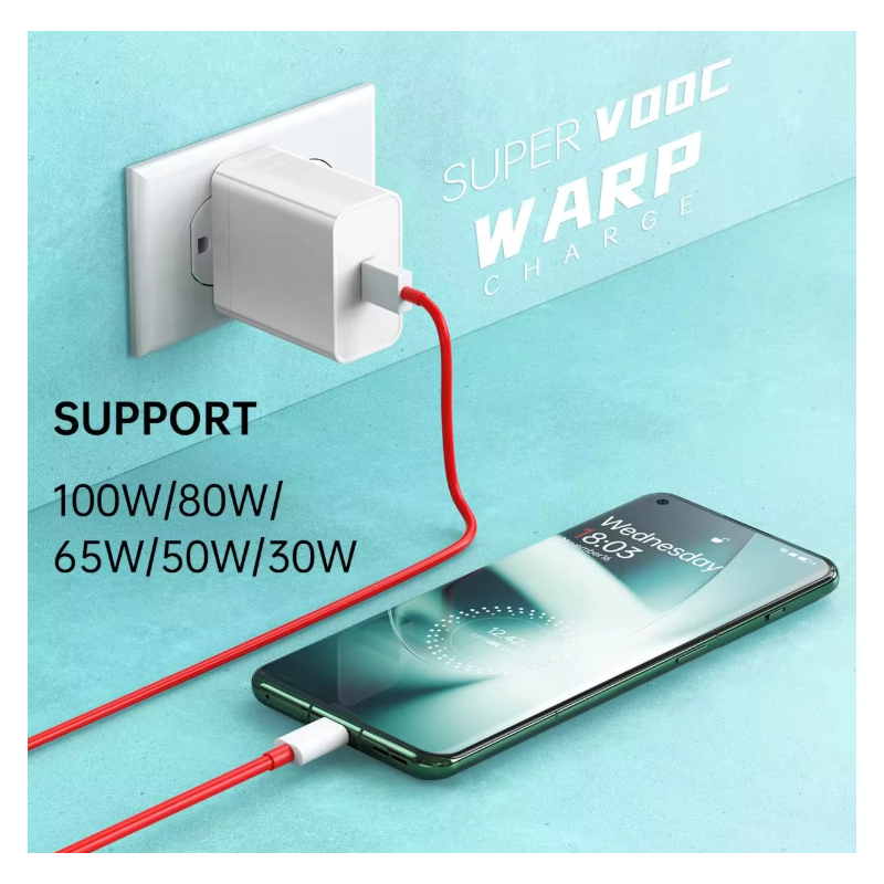 Câble Compatible pour OnePlus 100W - 80W Supervooc USB à USB Type C, Charge rapide pour OnePlus