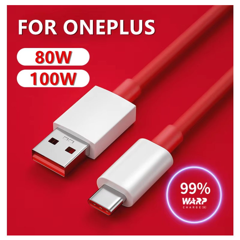 Câble Compatible pour OnePlus 100W - 80W Supervooc USB à USB Type C, Charge rapide pour OnePlus Câble Compatible pour OnePlus 100W - 80W Supervooc USB à USB Type C, Charge rapide pour OnePlus