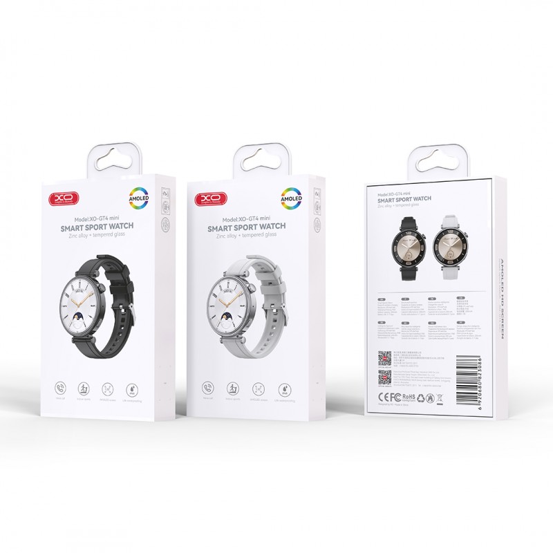 Montre connectée GT4 Mini AMOLED noire - XO