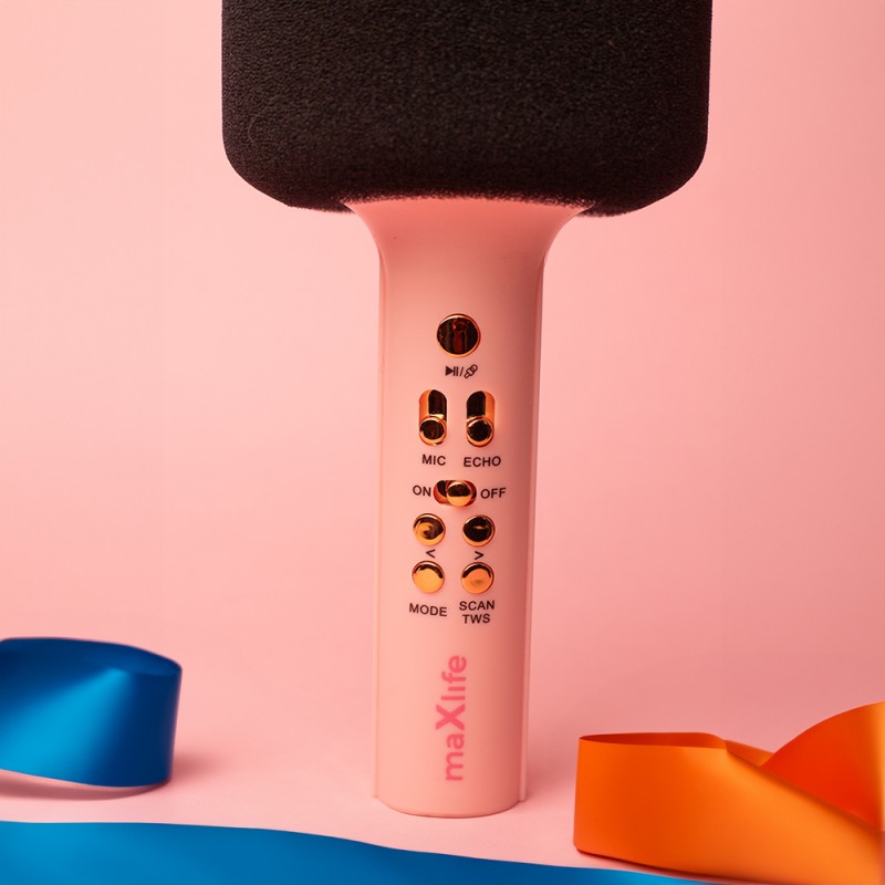 Microphone Bluetooth avec haut-parleur MXBM-600 Rose- Maxlife