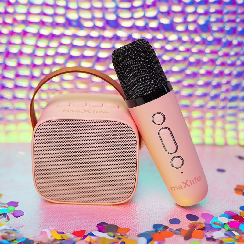 Enceinte karaoké Bluetooth MXKS-100 Rose - Maxlife