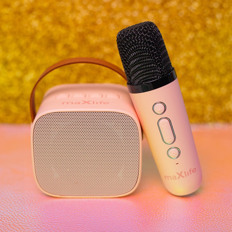 Enceinte karaoké Bluetooth MXKS-100 Rose - Maxlife