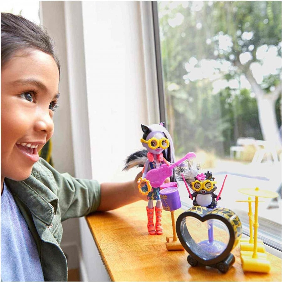 Enchantimals - Coffret Mini Poupée - Moufette Joue De La Batterie