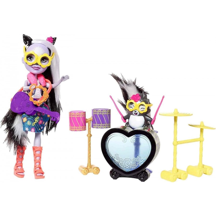Enchantimals - Coffret Mini Poupée - Moufette Joue De La Batterie