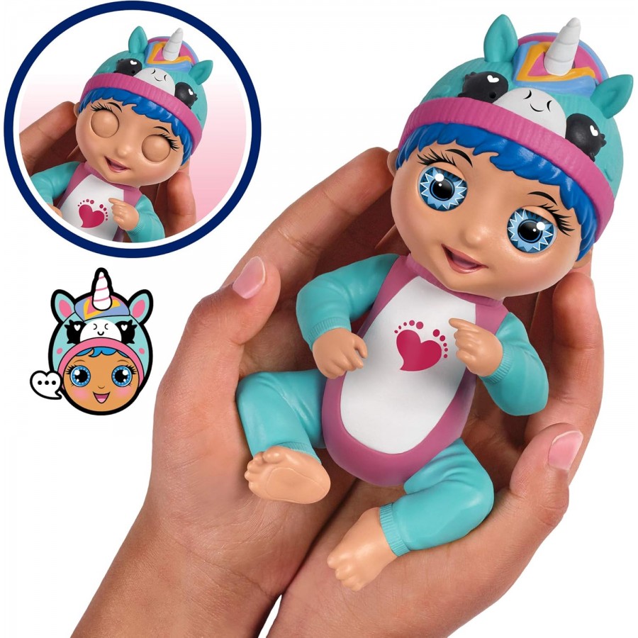 Mini poupée bébé Interactive 14 cm - Luna rit - Licorne Bleue - Parle Allemand