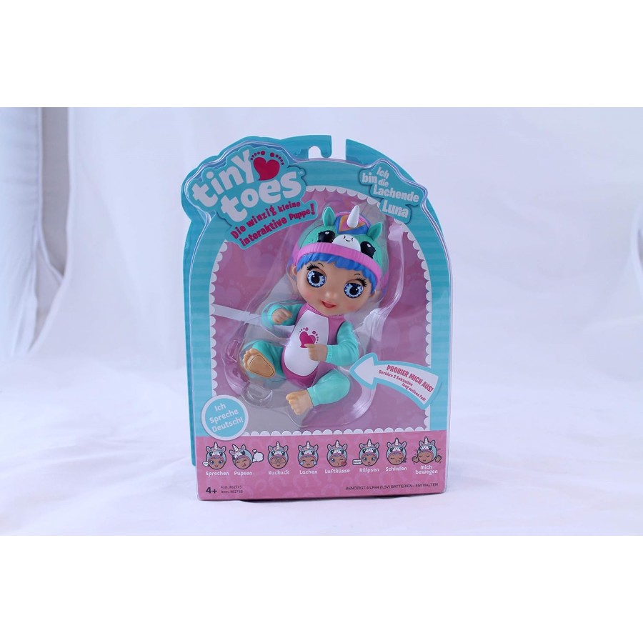 Mini poupée bébé Interactive 14 cm - Luna rit - Licorne Bleue - Parle Allemand