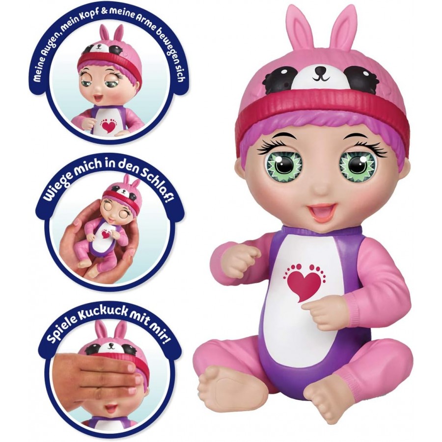 Mini poupée bébé Interactive 14 cm - Tess - Lapin Rose - Parle Allemand