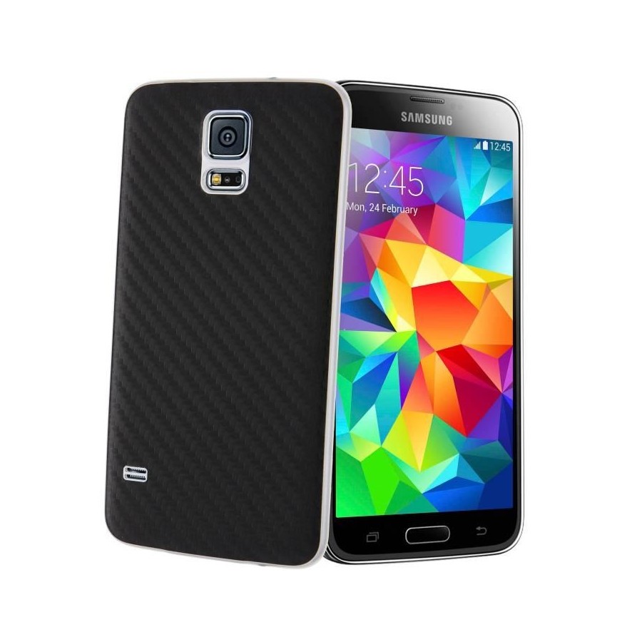 Cache Batterie en Fibres de Carbone - Samsung Galaxy S5 - Noir
