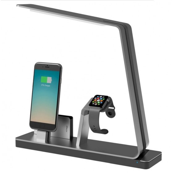 MiTagg NuDock Power Lamp Station d'accueil Gris- Apple Watch, iPhone 7/6/5