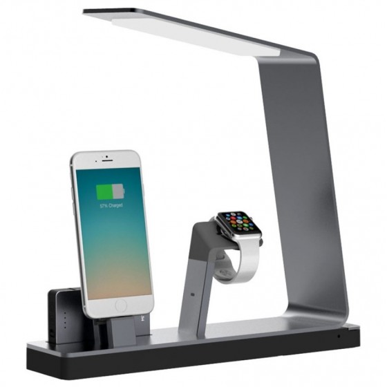 MiTagg NuDock Power Lamp Station d'accueil Gris- Apple Watch, iPhone 7/6/5