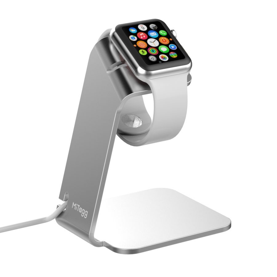 Support de bureau MiTagg NuStand en Allu Claire pour Apple Watch