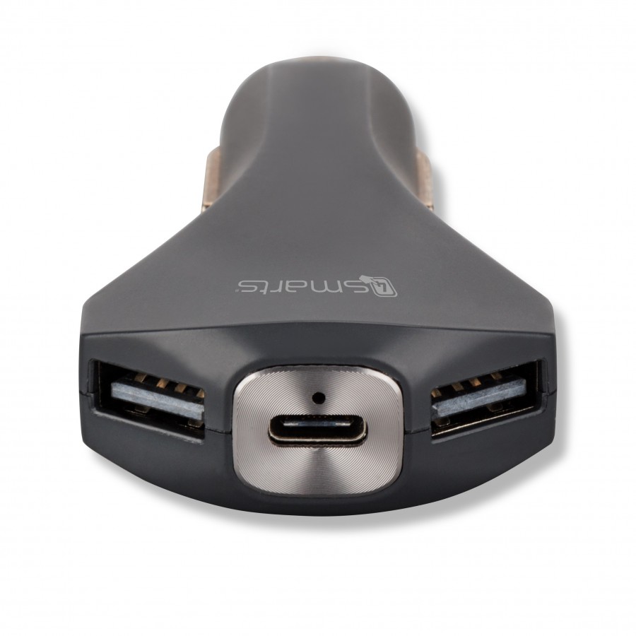 Chargeur de voiture rapide avec USB Type-A & Type-C - Noir