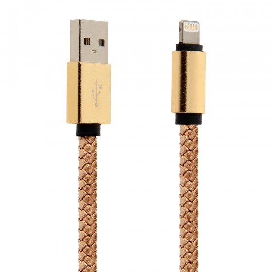 Câble USB Lightning 1 m tressé incassable pour iPhone et iPad – Or 