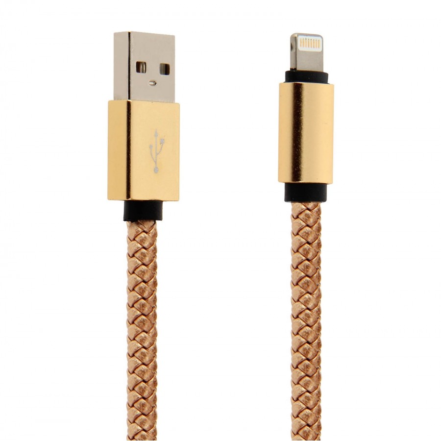 Câble USB Lightning 1 m tressé incassable pour iPhone et iPad – Or