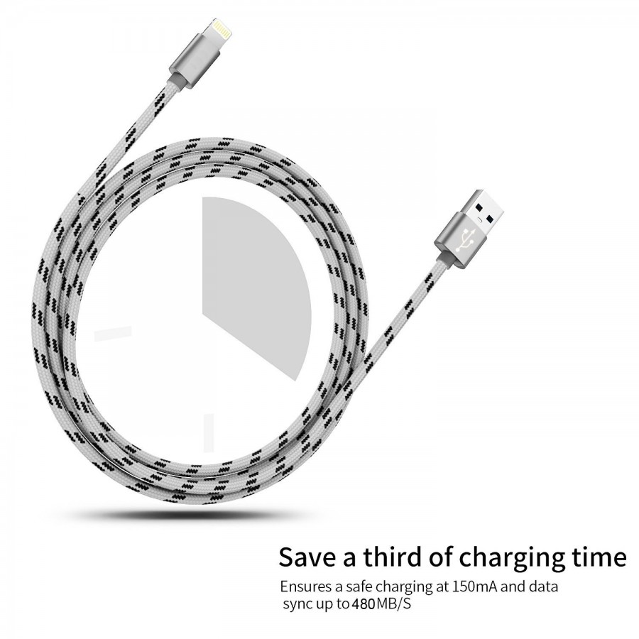 Câble USB Lightning 1m tressé incassable pour iPhone et iPad – Allu
