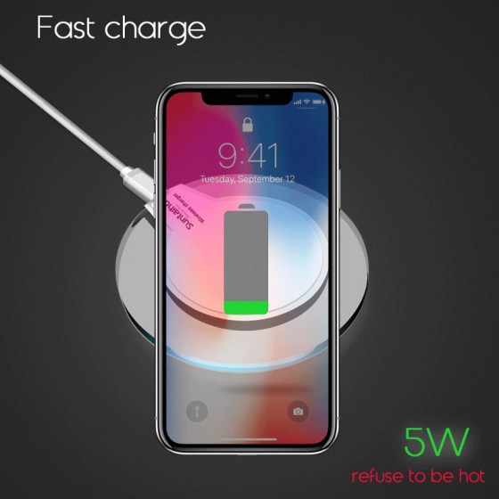 Qi Chargeur Induction sans fil pour Samsung et iPhone 8, iPhone X - Blanc