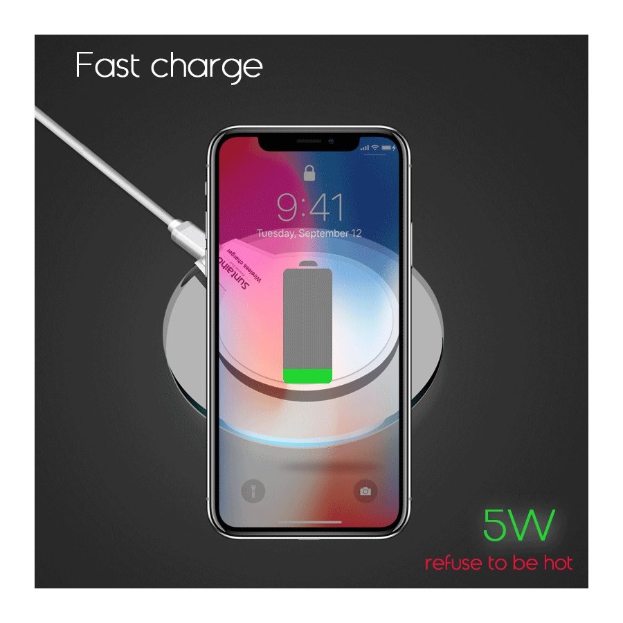 Chargeur à induction compatible avec iPhone X/XS - Blanc avec