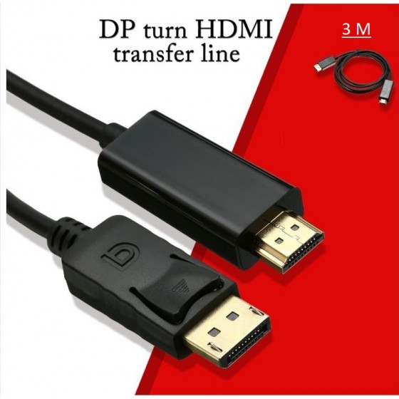 Câble DisPlayPort mâle HDMI mâle 3m
